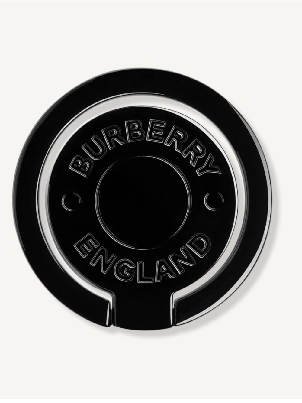 Burberry Black & Silver Circular Phone Ring Holder